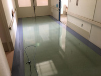 廊下床洗浄除菌抗菌ワックス完了④　病院様 2フロア1000平米ワックス 鹿児島県姶良市方面